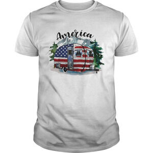 America Camping Van Usa Flag Shirt